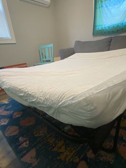 Full Size Pull Out Sofa w/ New Gel Memory Foam Mattress, Padded Waterproof Cover, & Egyptian Cotton Pull Out Bed Sheet Thumbnail