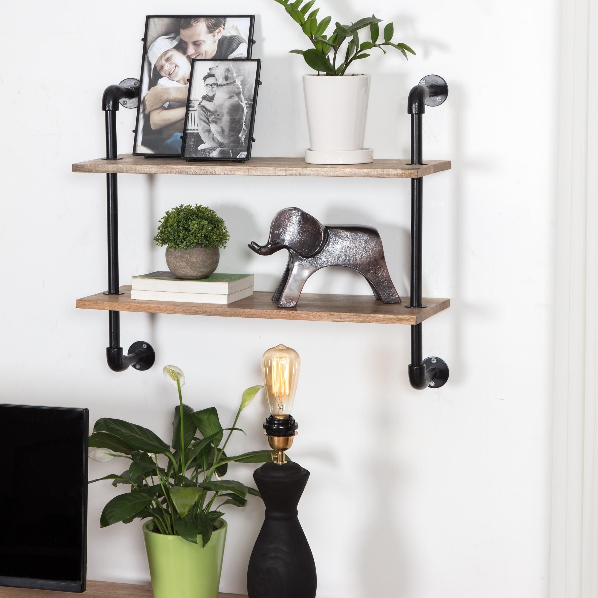 Terville Pipe Wall Shelf - 2 Tier