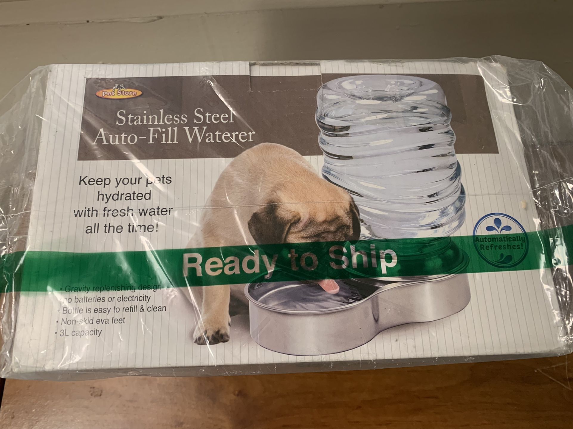 Etna Stainless Steel Pet Dog Cat Water Fountain Bowl, Holds 3 Liters