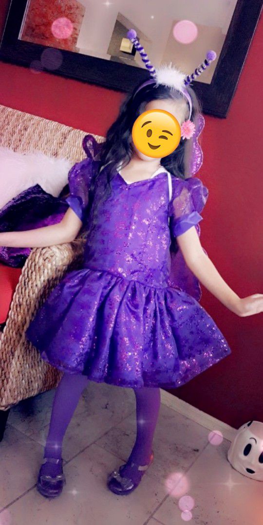 Girl’s Deluxe CUSTOME MADE Purple Fairy Butterfly Halloween Costume Size S/M 5-8