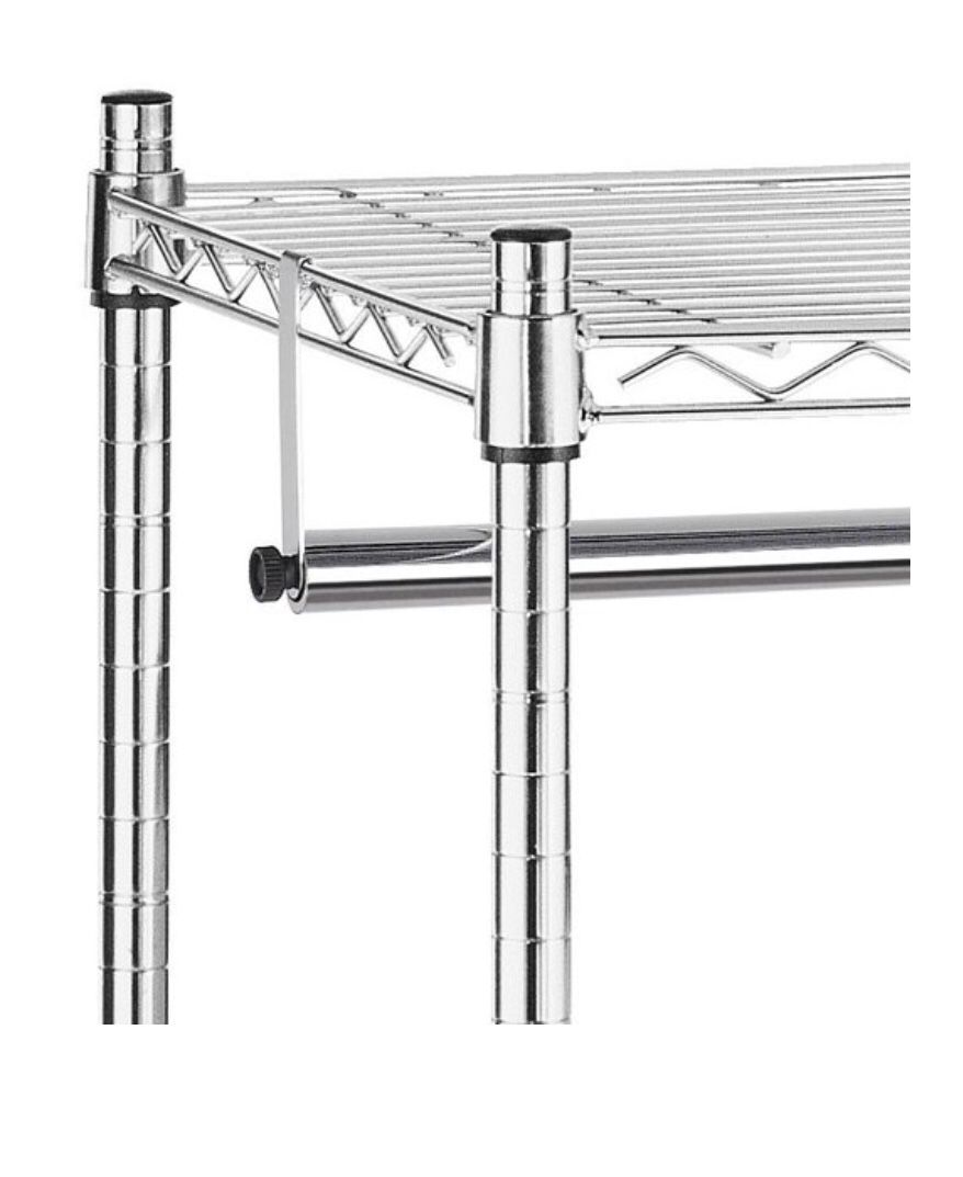 Double Shelf Rolling Garment Rack, Metal, Chrome