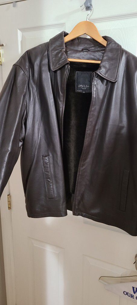 Brown Leather Jacket With Detachable Lining