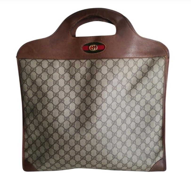 Authentic Vintage Gucci GG Monogram Supreme Sherry Web Ophidia Top Handle Tote Bag