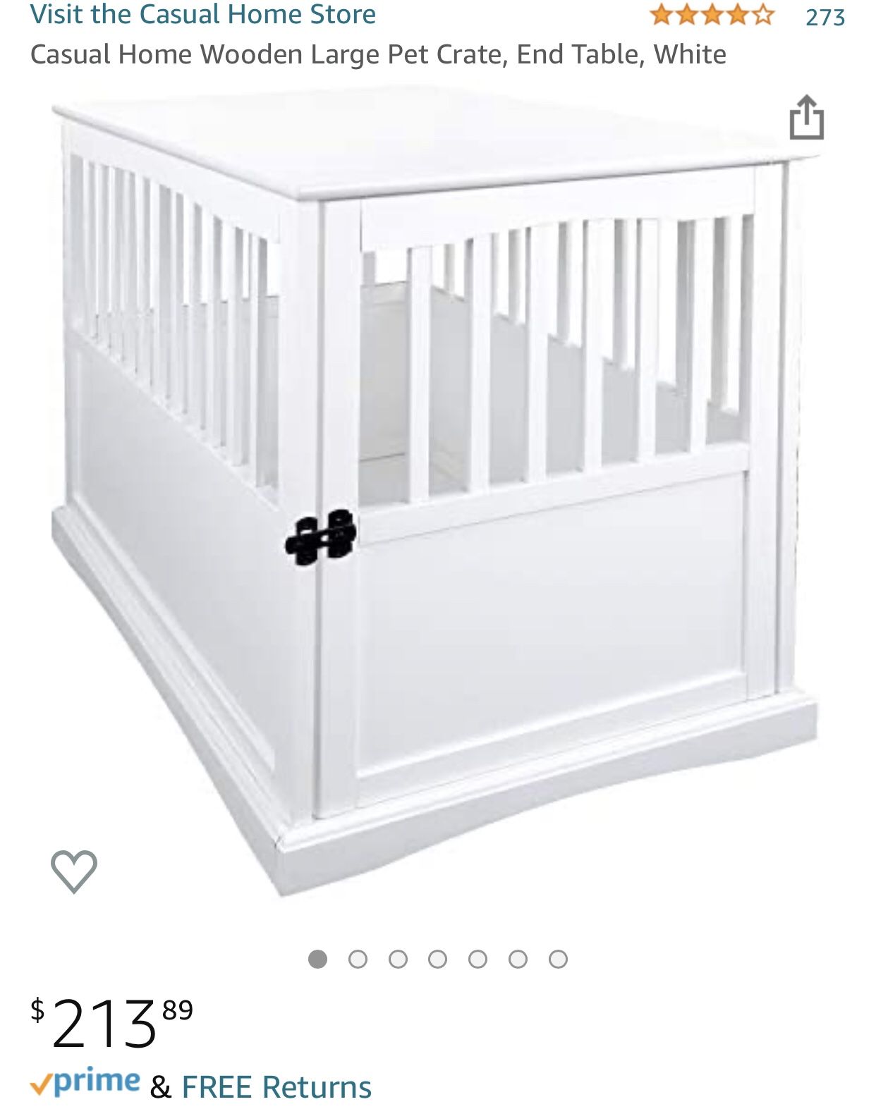 Casual Home End Table Dog Crate - Only 1 White