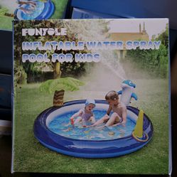 New in Box inflatable kids swimming Pool water spray pool float outdoor backyard pool party water sports 59 inch diameter x 23 inch height  Thumbnail
