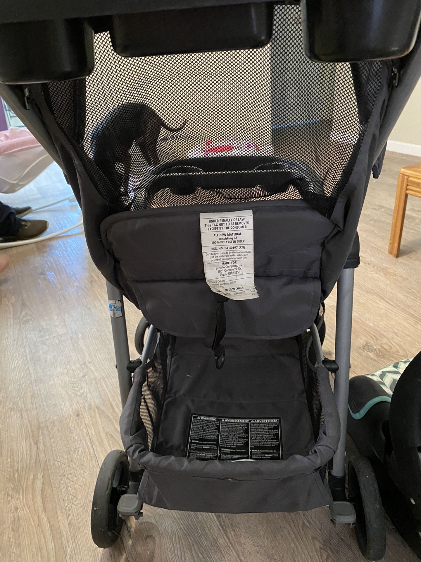 Evenflo car seat, base and stroller