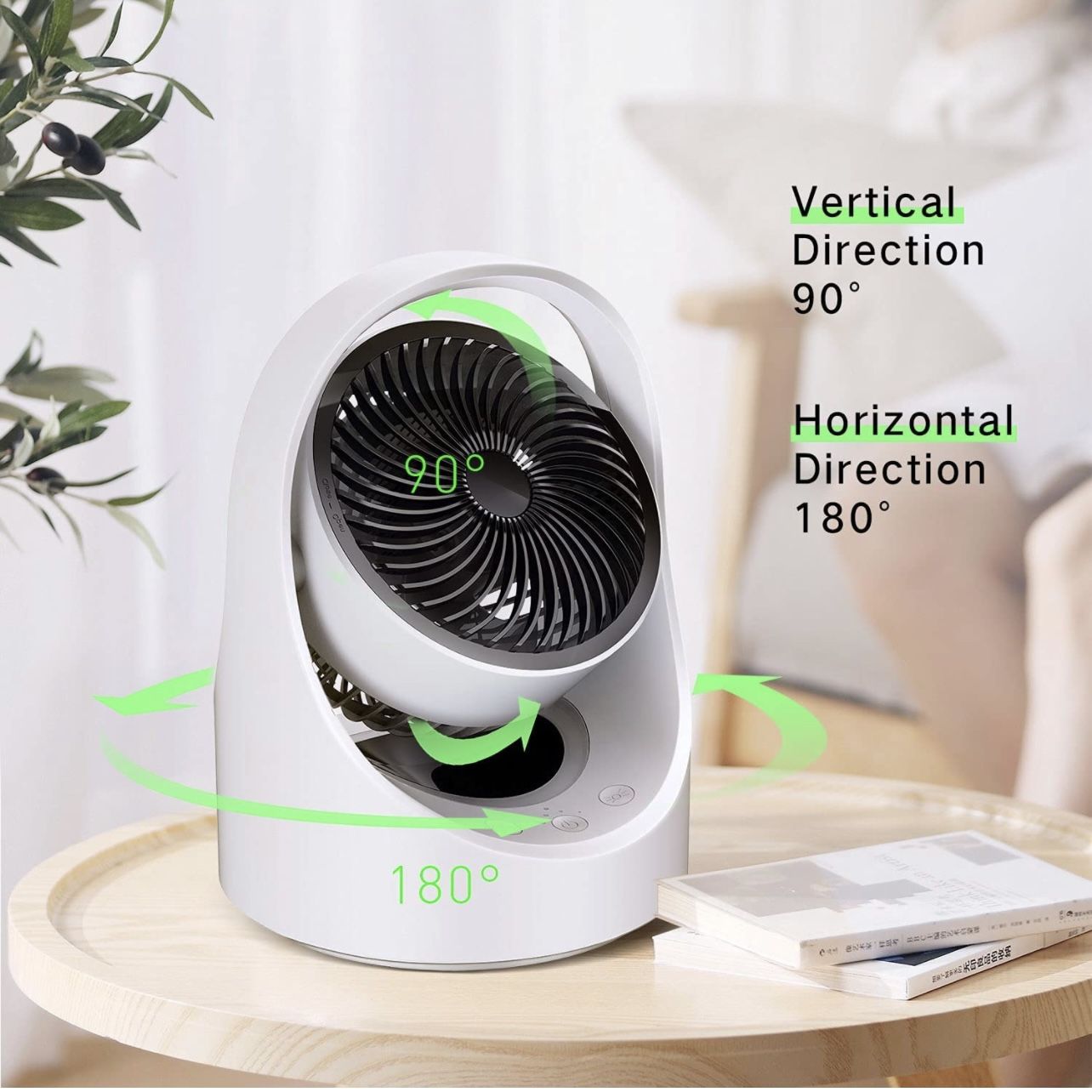 Air Circulator Fan Rechargeable Desk Fan Portable Oscillating Cordless Fan with LED Light 4 Speeds USB Powered Quiet Table Fan for Home Office Bedroom