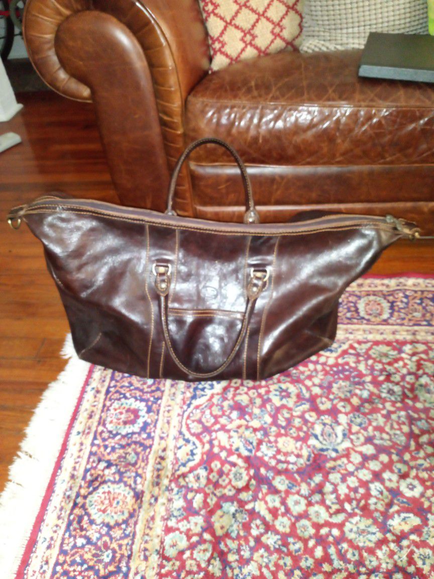 large  leather travel duffle bag Brown  bag. Firenza  Made in Italy 