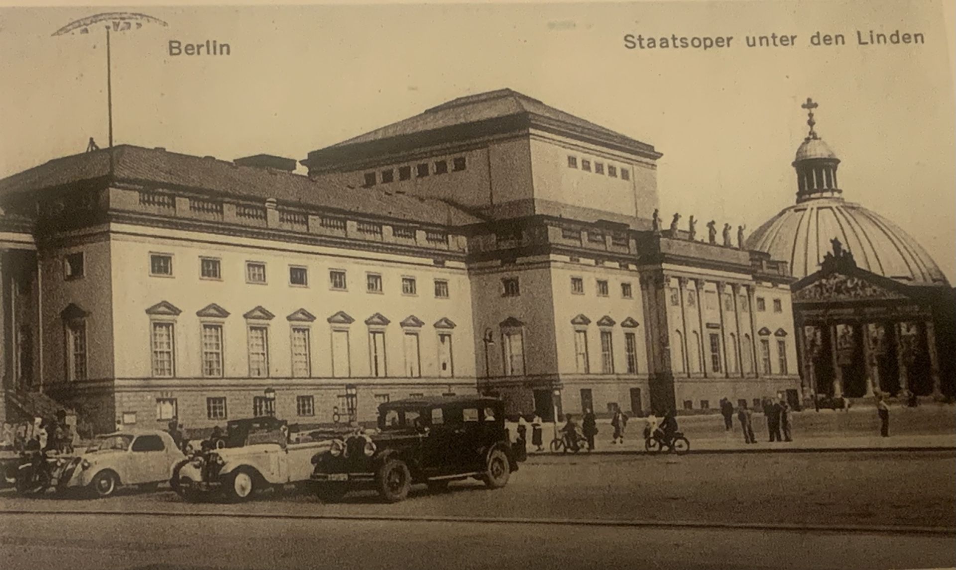 Germany, Berlin Staatsoper Unter Den Linden Genuine Postcard From early 1930’s Mercedes, DKV, NSU Vintage Cars, Mint Condition