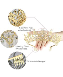 Gold Rhinestone tiara  Thumbnail
