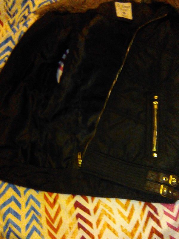 Women's Black/brown Fur Puffy Vest