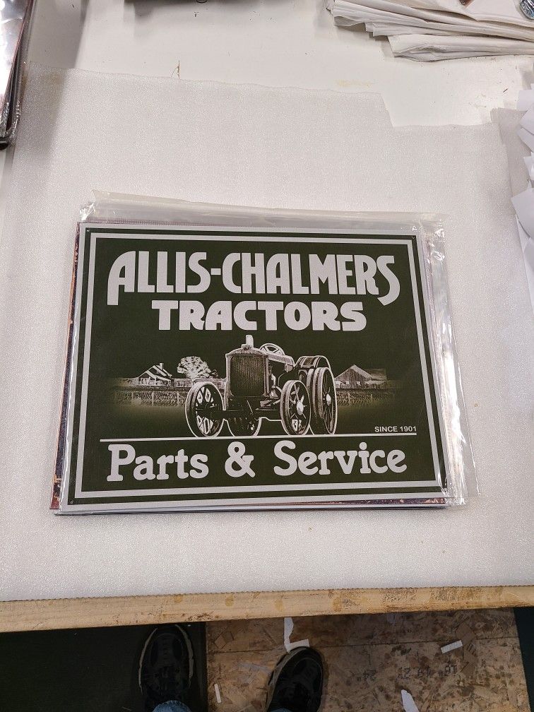 Allis Chalmers Farm Tractor Equipment Faux Vintage Metal Sign