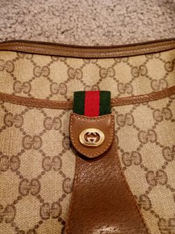 Authentic Gucci Vintage Monogram Gg Shelly Line Crossbody Brown Leather Purse Crossbody  Thumbnail