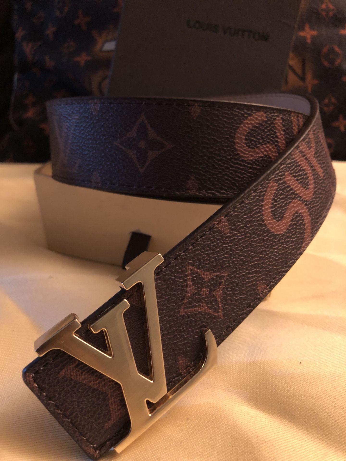 Louis Vuitton x Supreme (ask about RARE red) with Gold buckle !