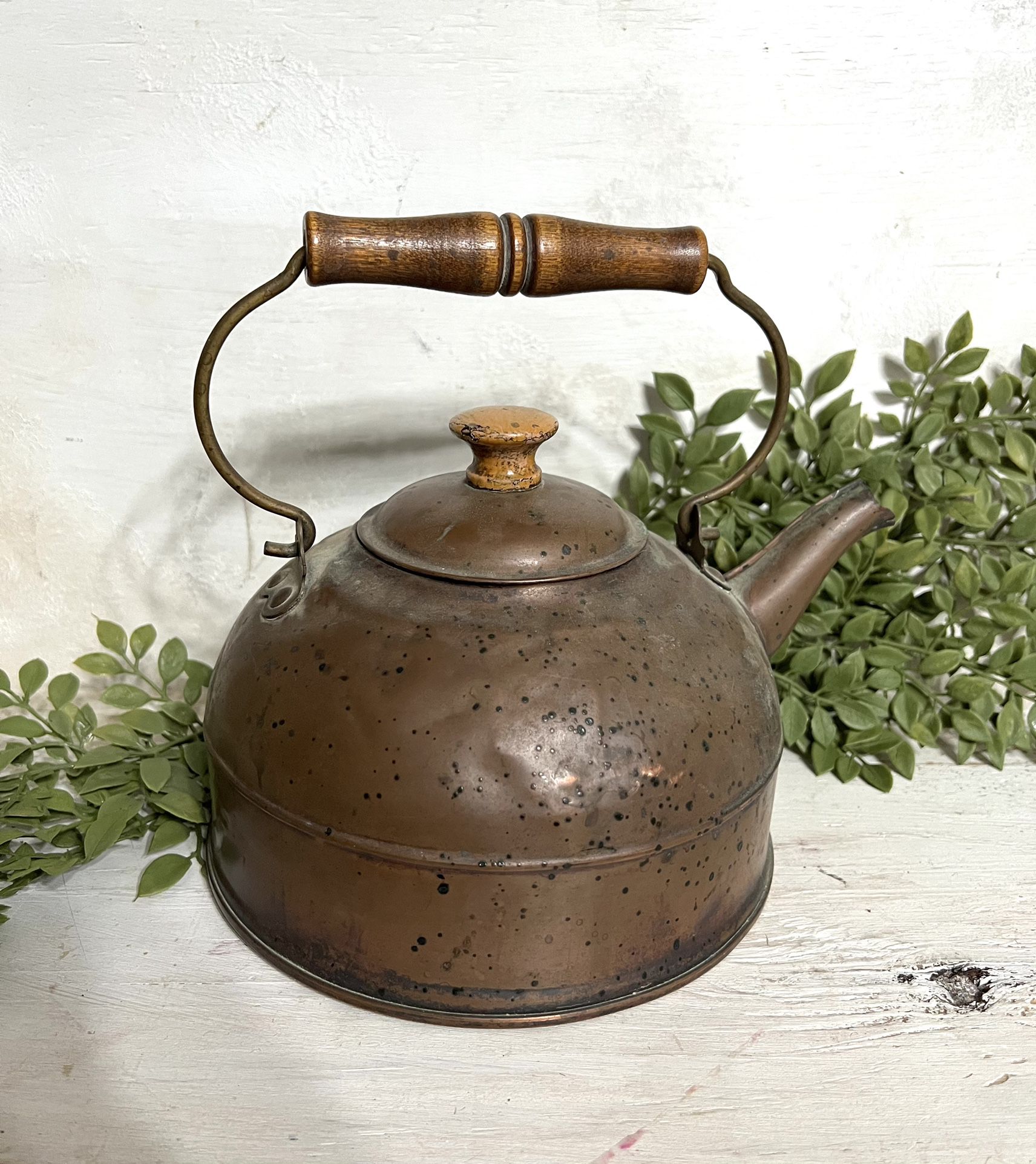 Vintage Patina Tea Kettle Decor 