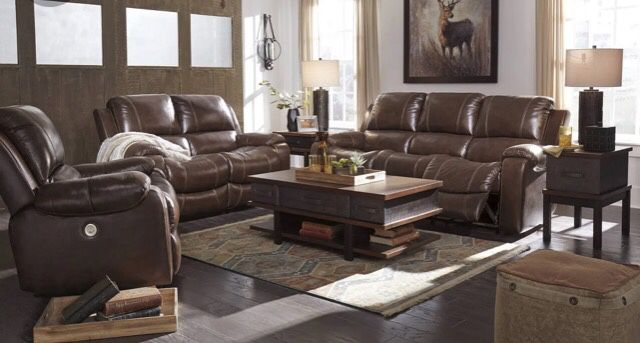 ~Rackingburg Mahogany Manual Reclining Living Room Set~FINANCING AVAILABLE~Located in High Point~Message For More Info~