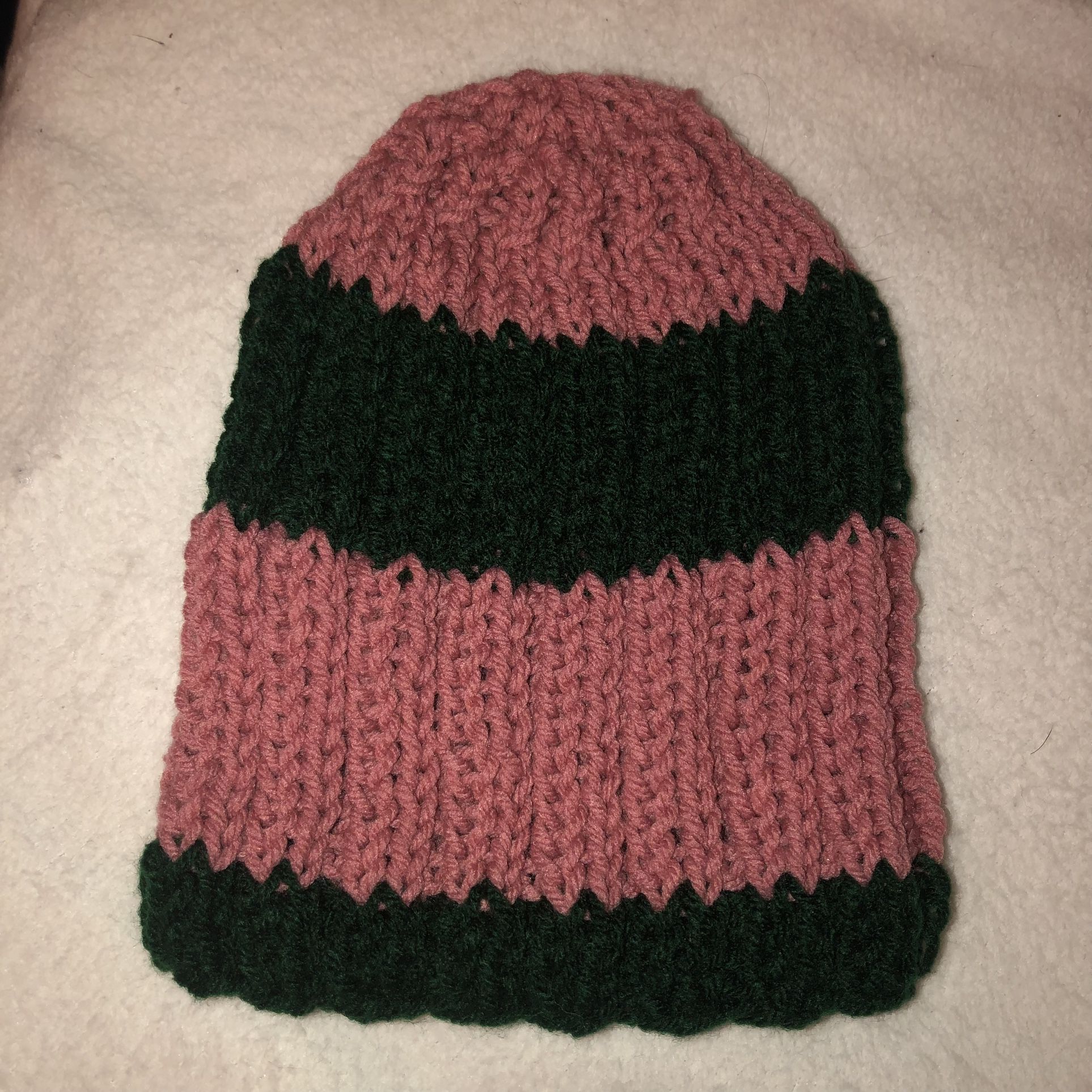 Pink & Green Knitted Hat