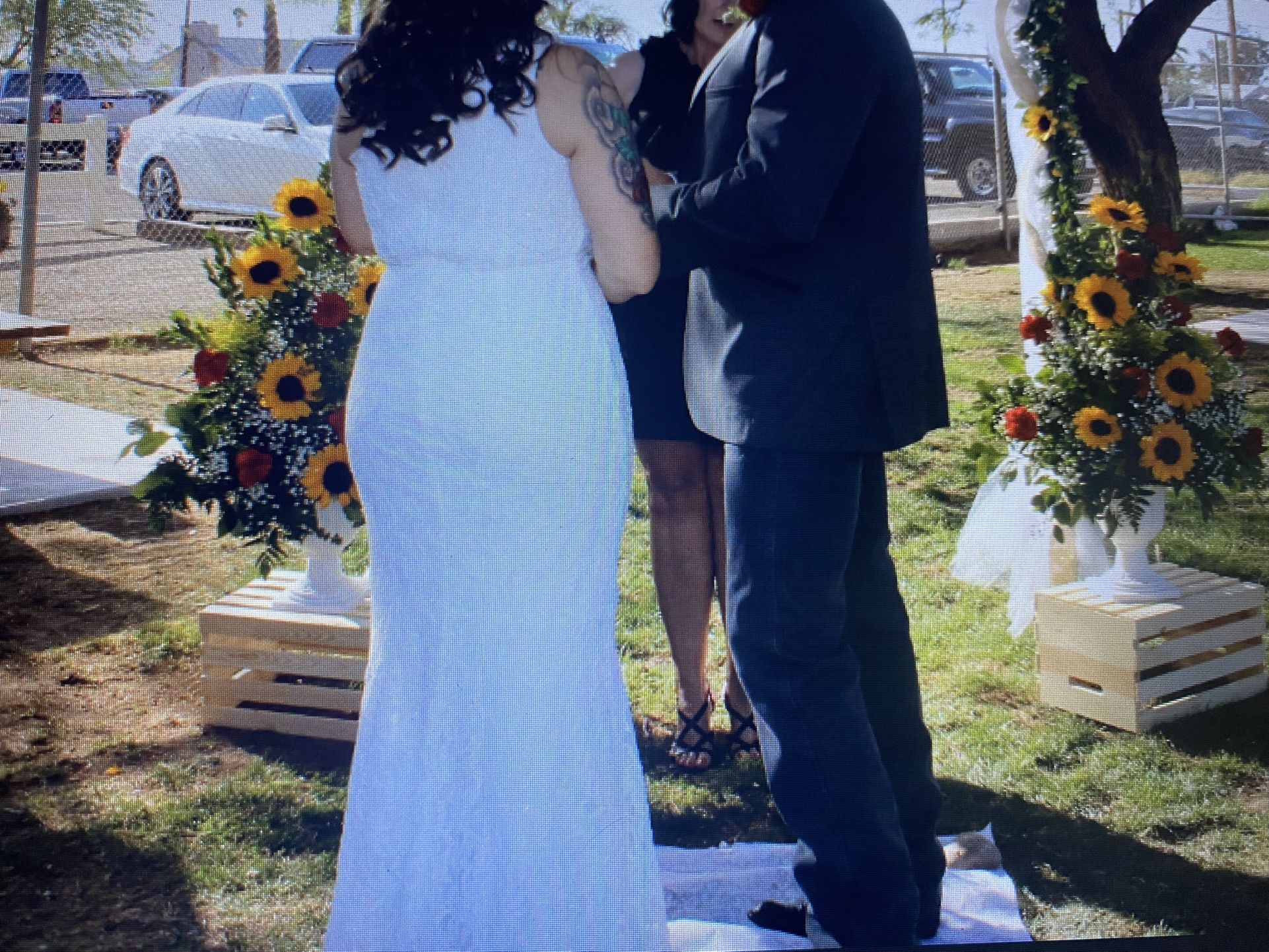 Davids bridal Ivory Wedding Dress Size 8