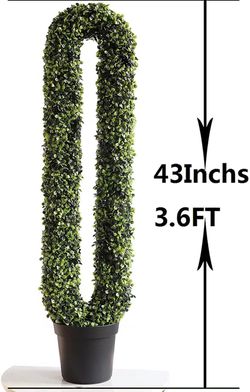 momoplant U-Shaped Artificial topiaries Plants 43In-3.6FT Topiary Boxwood Plant Tree Fake Feaux Spiral Outdoor/Indoor, (Set of 2 ) Thumbnail