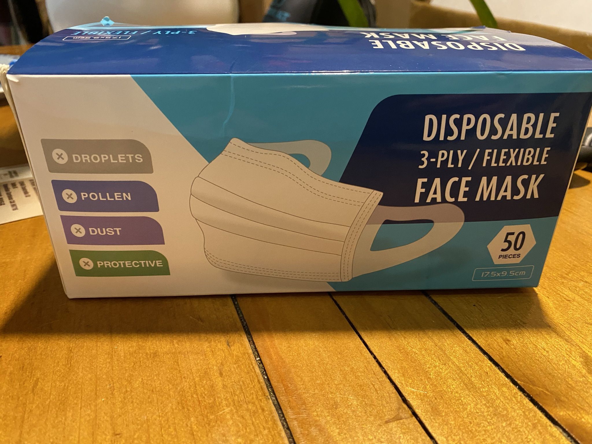 Adult 3 Ply Disposable Face Mask 50 Mask Per Box