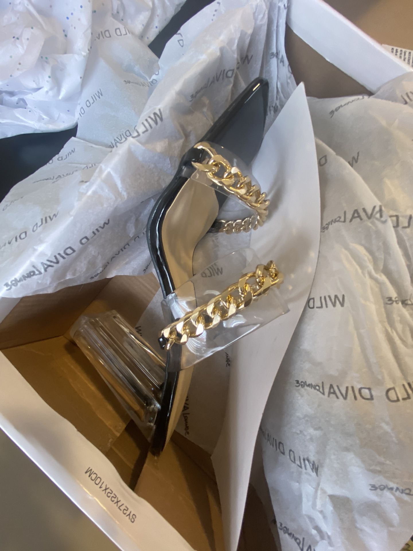 Black High Heels With Gold Chain!!