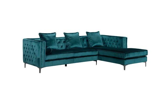 New Ava Teal Velvet Sectional And Free Delivery 