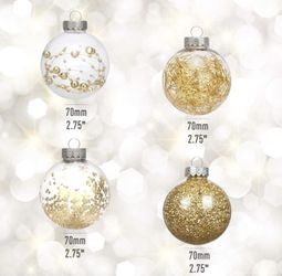  Brand New 24 PCs 70mm/2.76'' Shatterproof Clear Plastic Christmas Ball Ornaments Decorative Xmas Balls Baubles Set with Stuffed Delicate Decoration ( Thumbnail