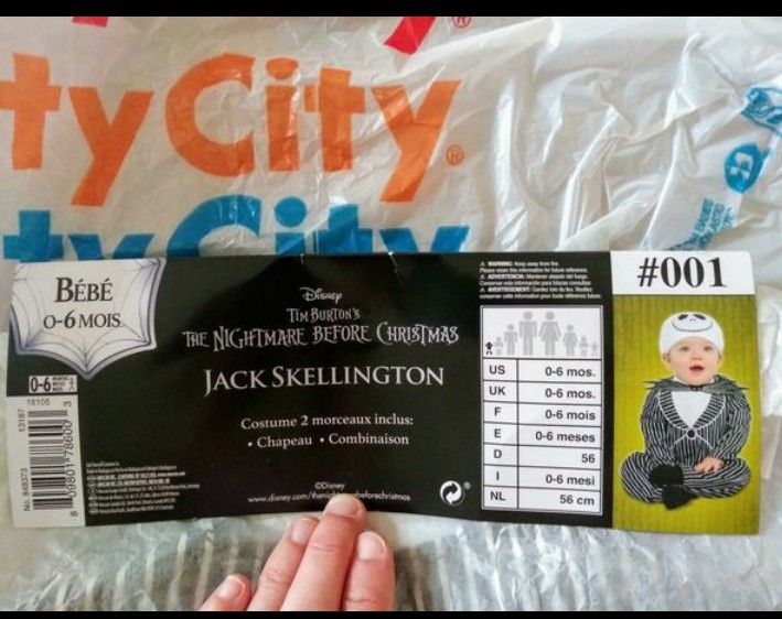 Nightmare before Christmas Jack Skellington Halloween Costume for Babies 0-6 m