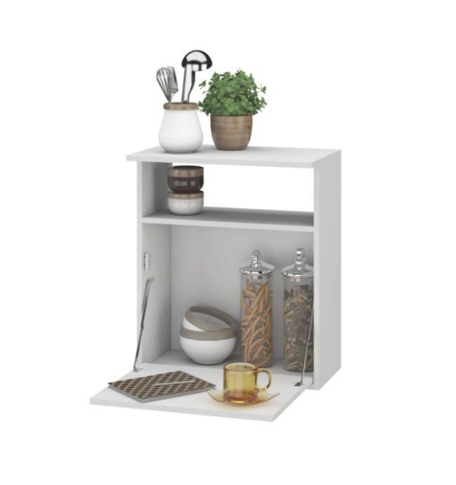Modern White Kitchen Stand, Cabinet Shelf