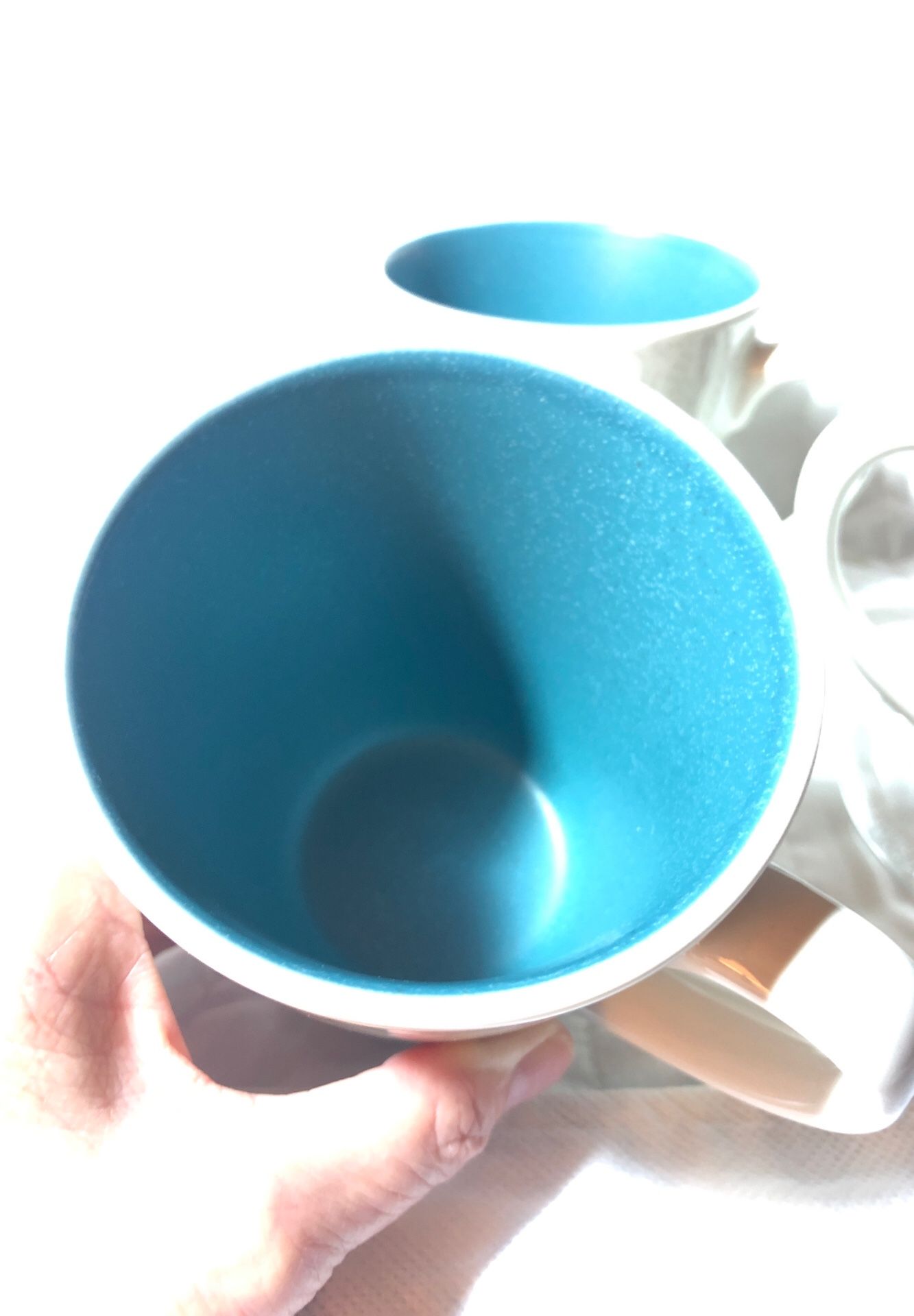 Noritake Colorwave Linen and Turquoise Mugs