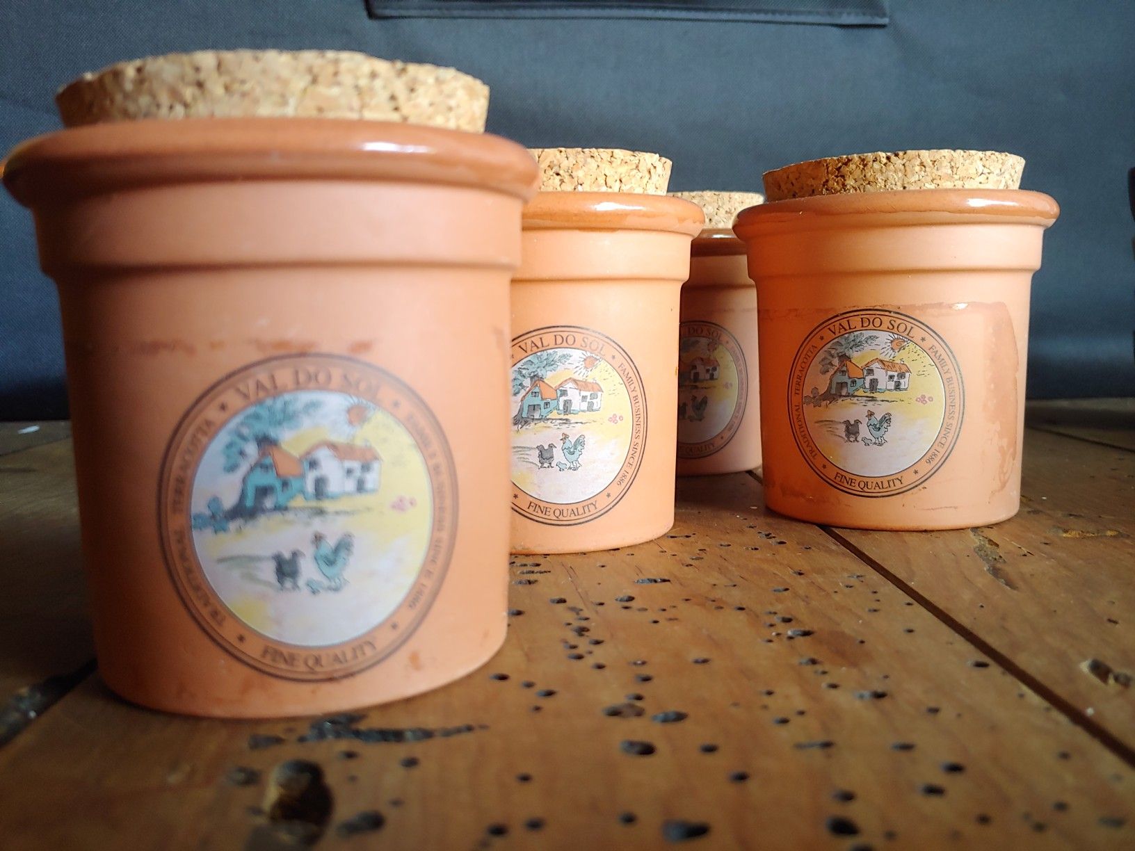 Val Do Sol Fine Quality Terracotta Crock Spice Jar w/cork lids