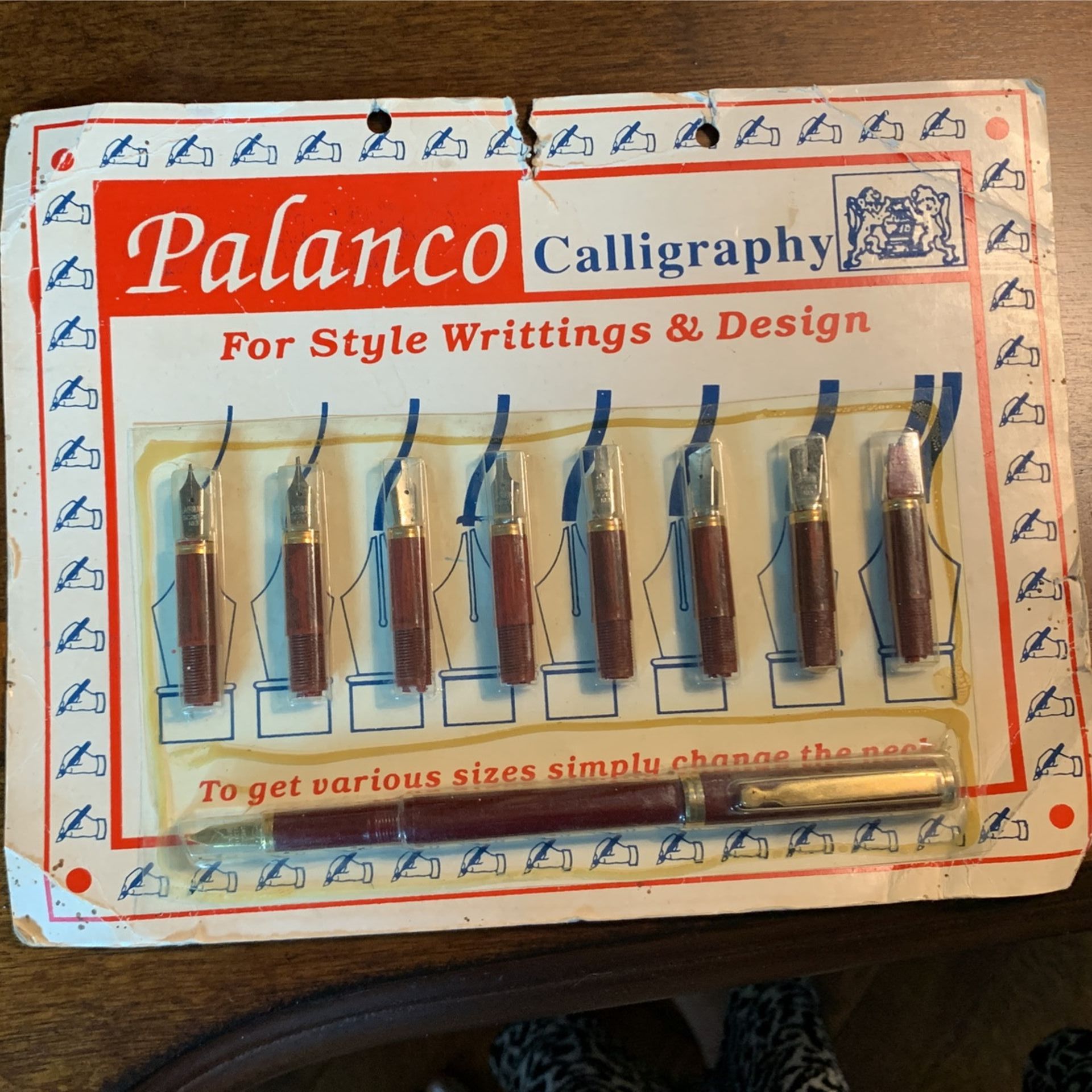 Calligraphy kit with nine nibs and one fountain pen