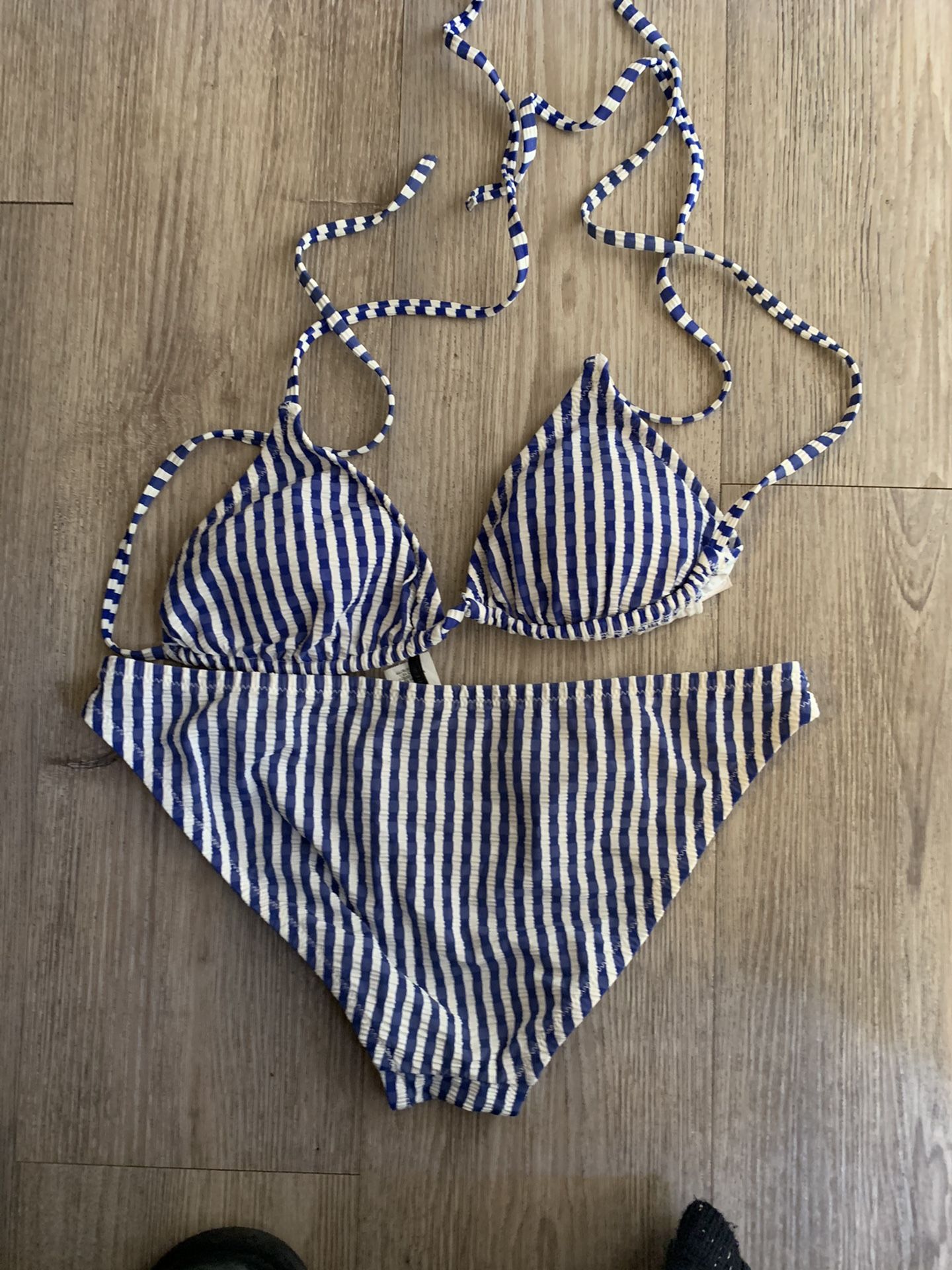 JCrew Blue Stripped Bikini - Size Small