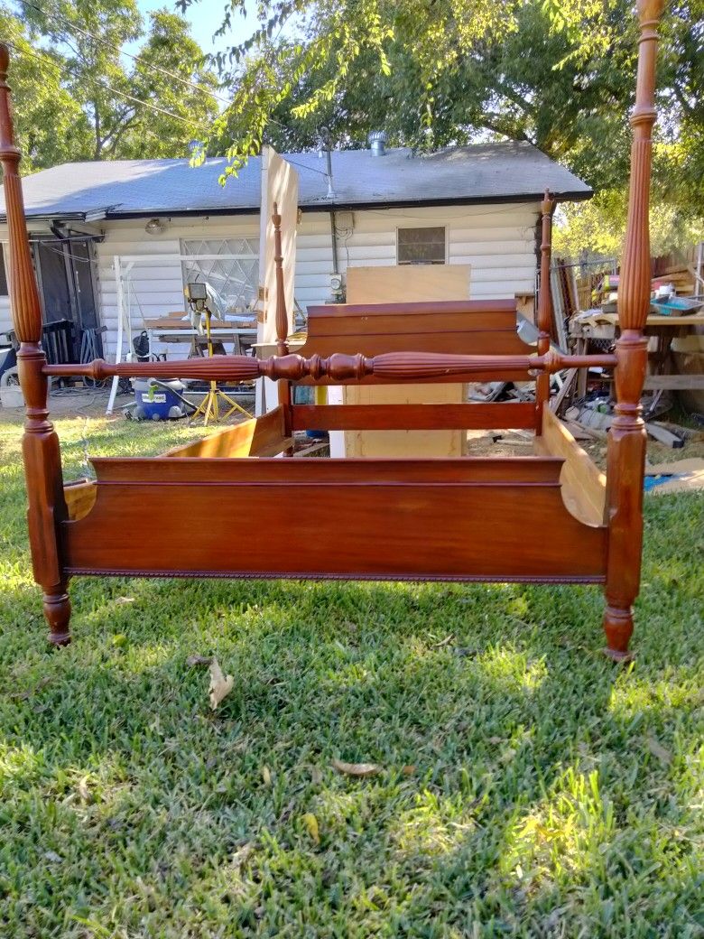 Antique Full Size Headboard And Footboard With Side Rails
