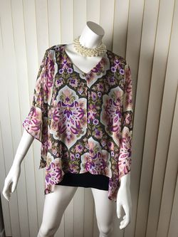 Women’s Chiffon Top/poncho/blouse/size XL/brand New Thumbnail