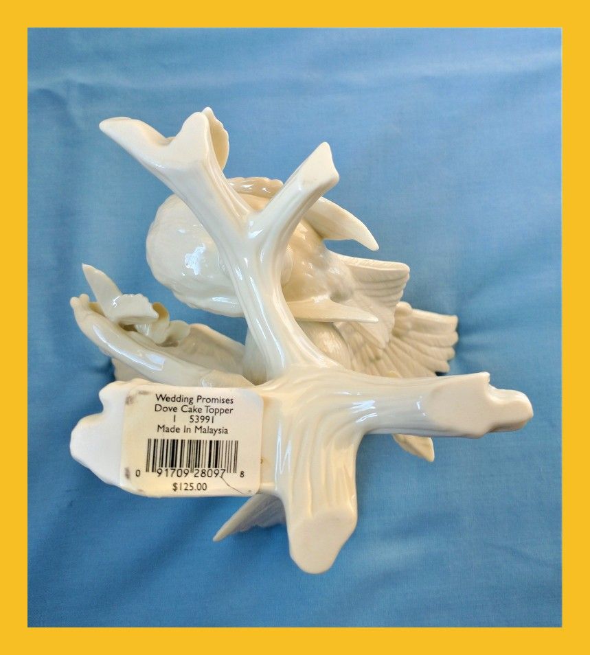 Lenox love birds, wedding promises, dove cake topper -