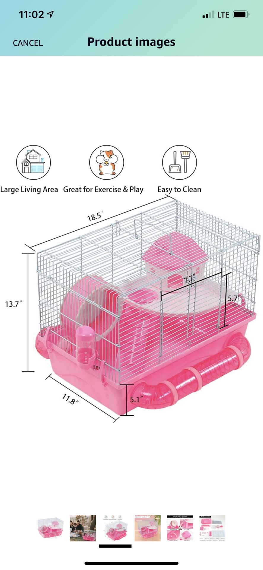 Hamster Cages Large, Rolling Hamster Cages and Habitats for Syrian Rat Mouse Large Living Space with Tube Bathroom