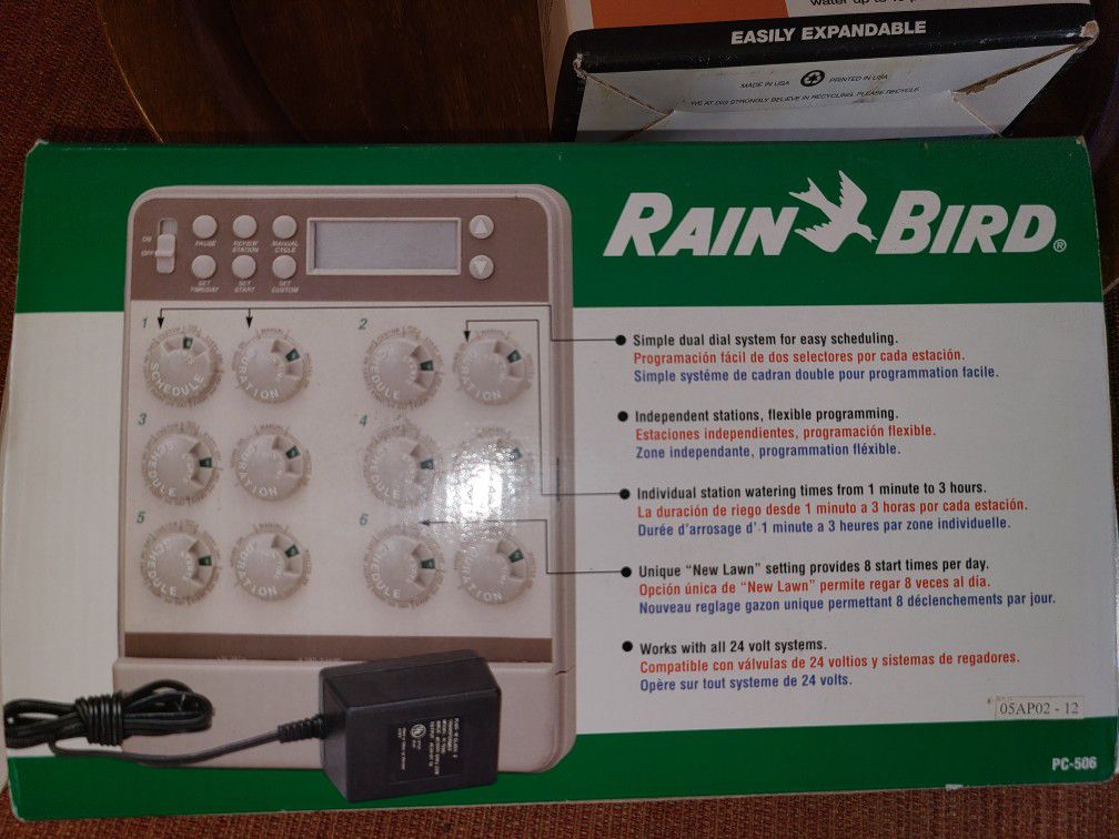 RainBird PC-506, 6 Station Dual Program Sprinkler Timer