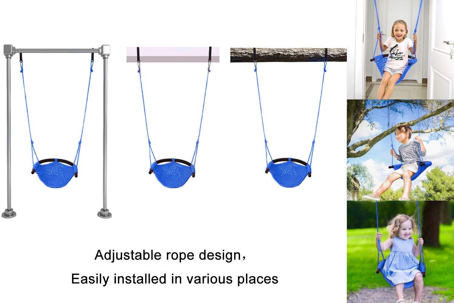 🧸 BRAND NEW JKsmart Swing Seat for Kids Heavy Duty Rope Play Secure Children Swing Set,Perfect for Indoor,Outdoor,Playground,Home,Tree,with Snap Hook