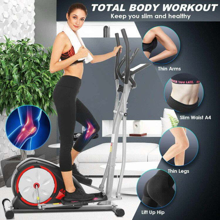 Portable Magnetic Elliptical Exercise Machine with LCD Display