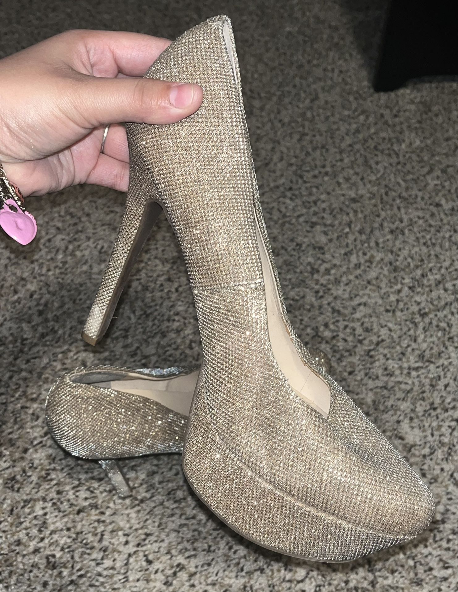 Jessica Simpson Gold Shimmer Stilettos