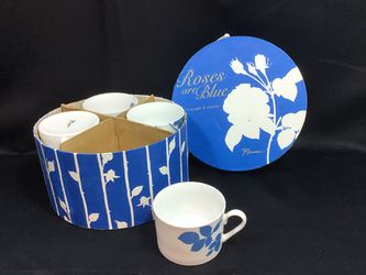 Rosanna Roses are Blue set of 4 tea cups and saucers Thumbnail