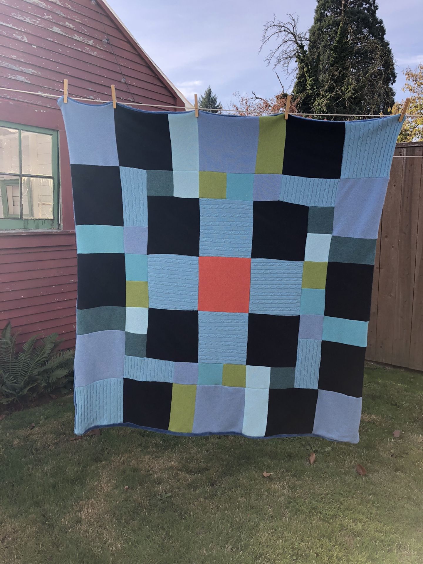 Up cycled cashmere throw blanket