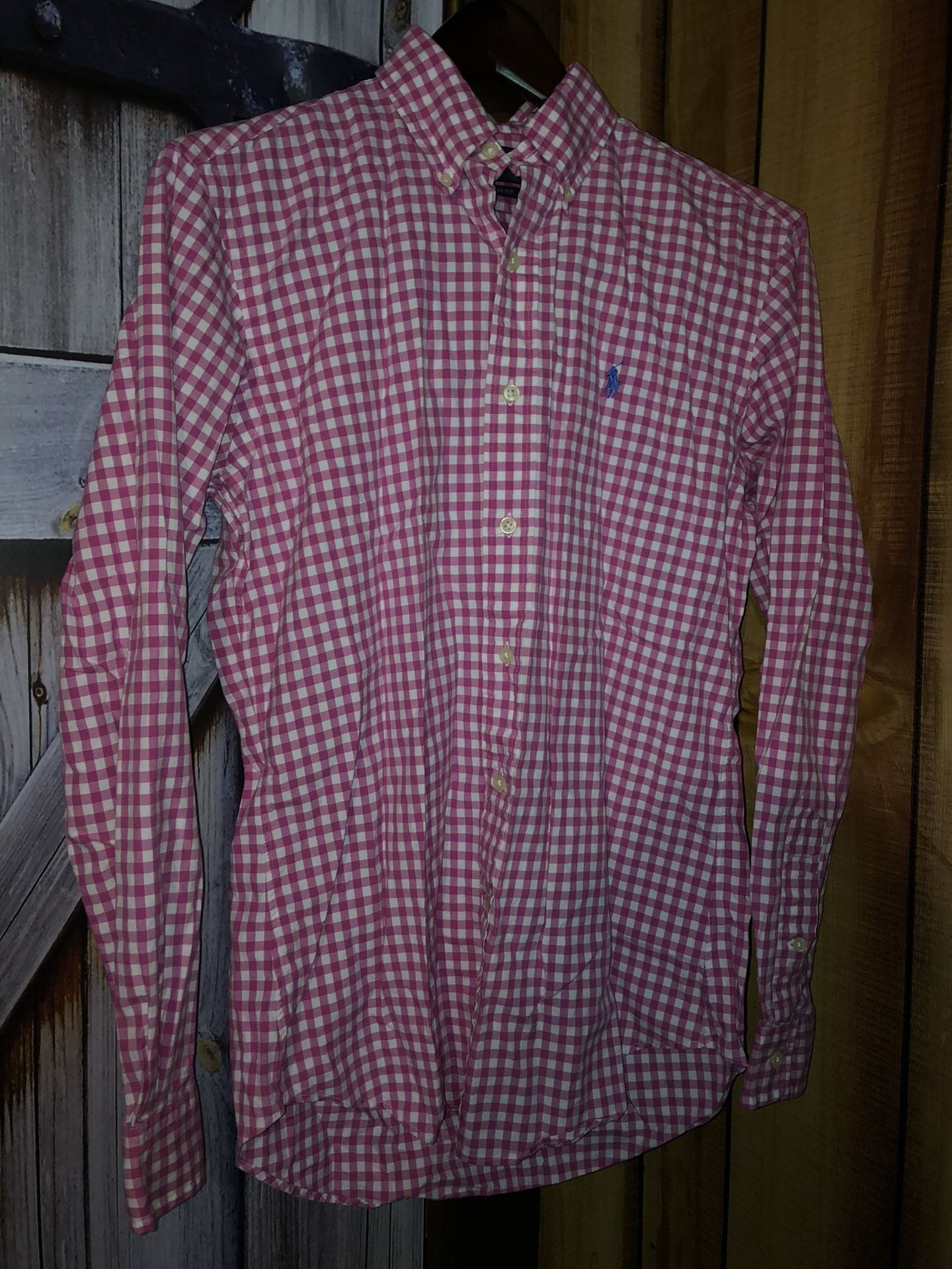 Ralph Lauren Pink Plaid Long Sleeve Button Up Shirt