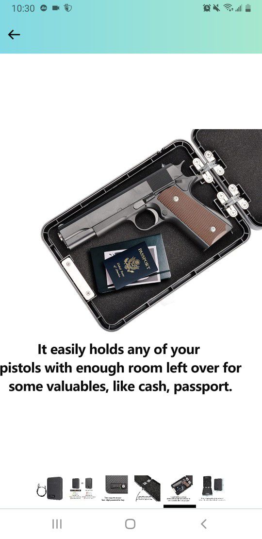 Gun Safes for Pistols, Small Pistol Safe Handgun Portable Safe with 4 Digits Combination Lock for Gun Storage, Plastic Handgun Case for Car, Home, Tra