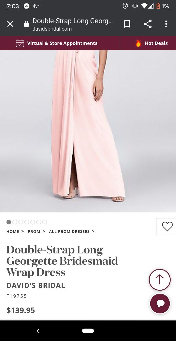 David's Bridal Petal Bridesmaid Dress