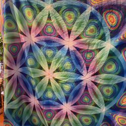 IEDM Giant Queen Size Mandala Geometric Abstract Rainbow Colorful Duvet Cover 🌈  Thumbnail