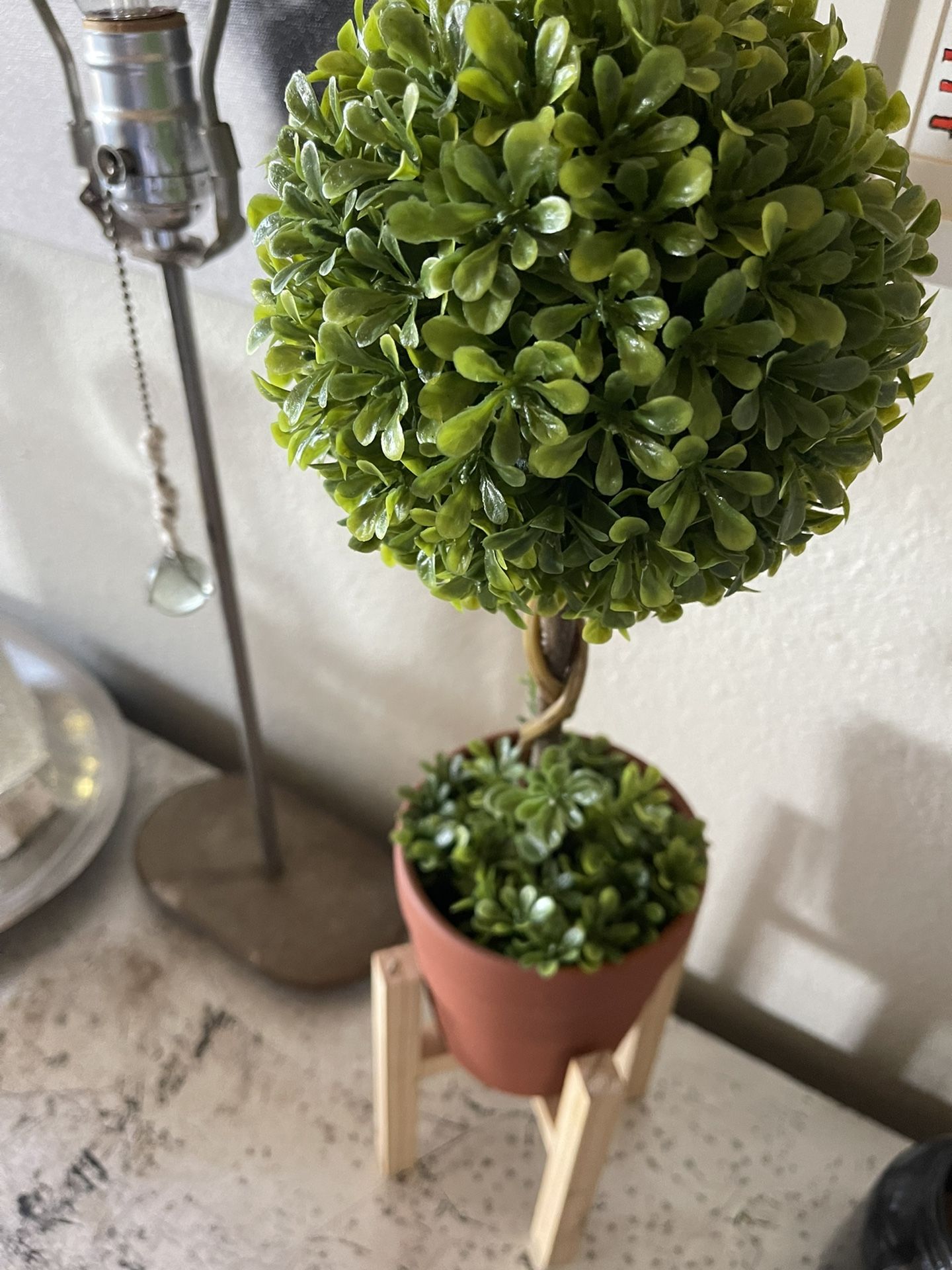 Faux Terra Cotta Topiary Plant And Stand