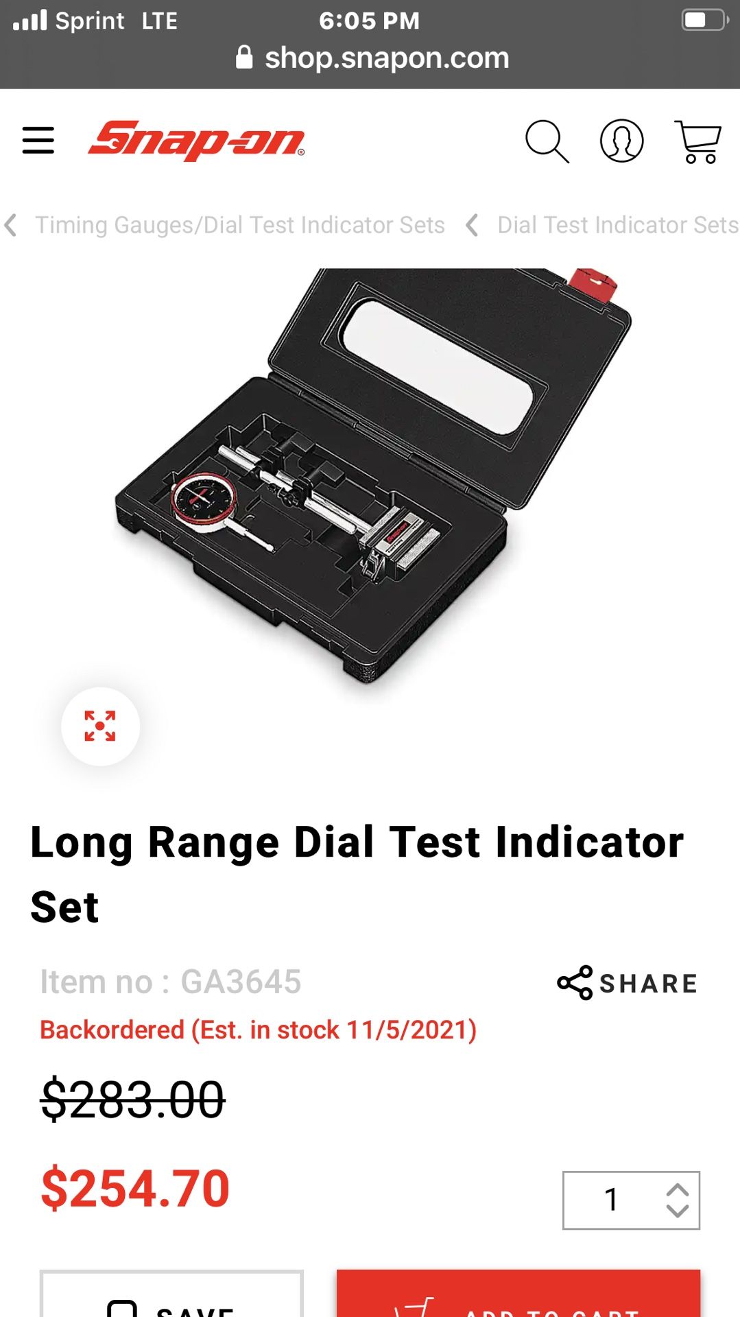 SnapOn Dial Indicator Set