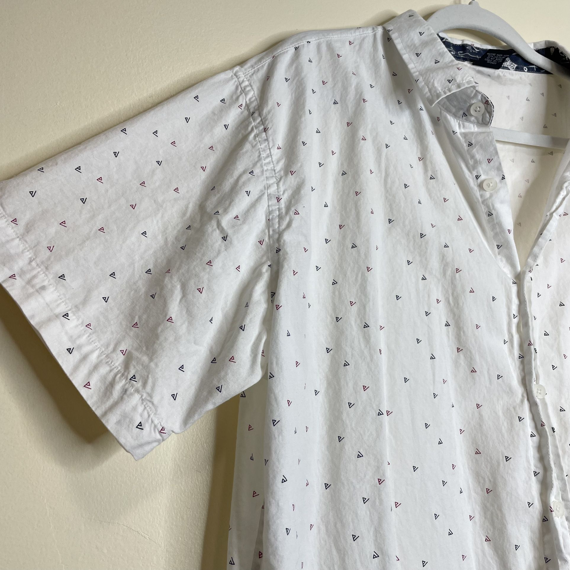 White Linen Blend Button Down Shirt Size XL